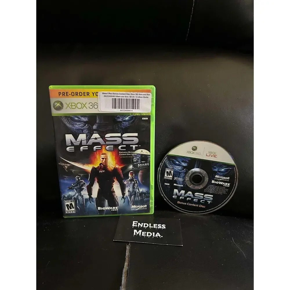 Mass Effect Bonus Content Disc Microsoft Xbox 360 Item and Box Video Game